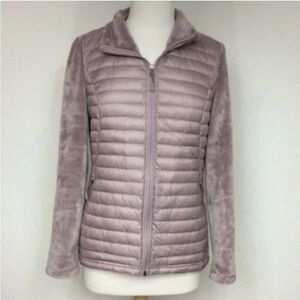 32 Degrees Women's Heat Lavender Gray Quilted Faux Fur Zip Jacket Size Small